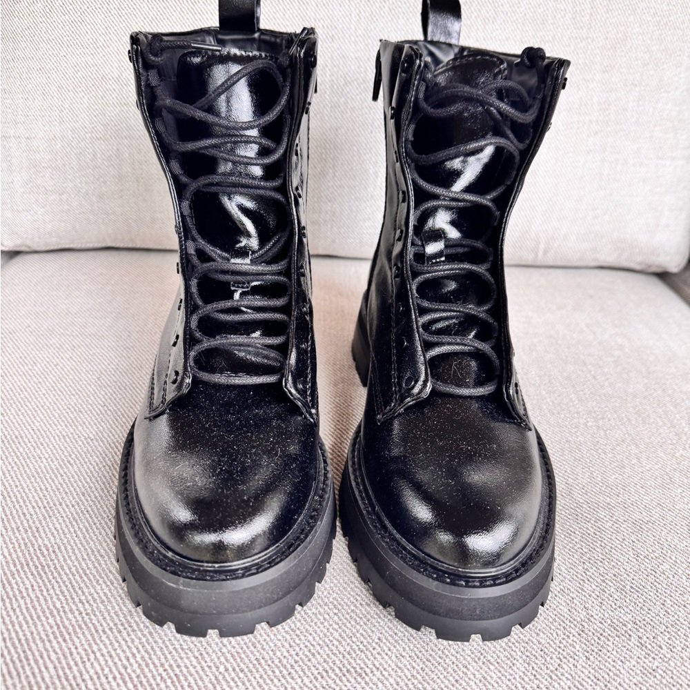 Dolce Vita Rainer Shiny Black Combat Boots